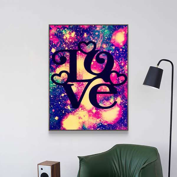 

Letter Graphic DIY Diamond Unframed Painting, Multicolor