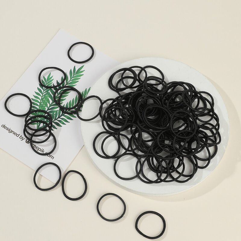 

100pcs Solid Hair Tie, Black