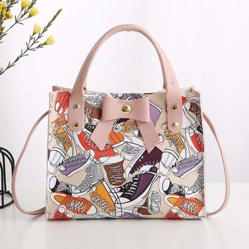 

Sneakers Pattern Satchel Bag, Pink