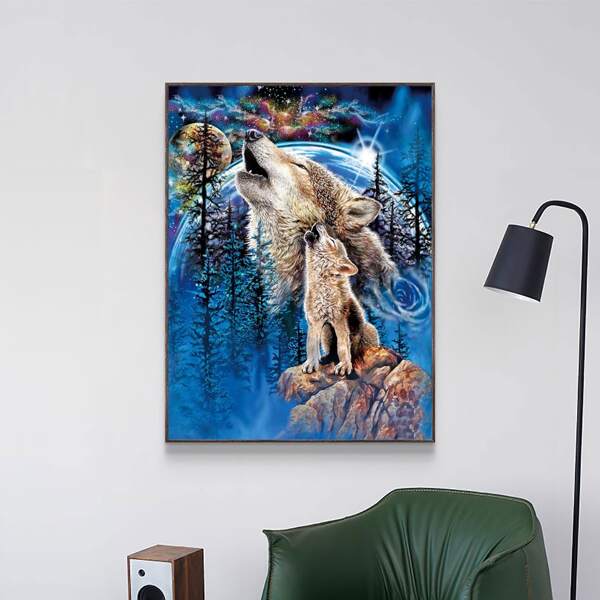 

Wolf Print DIY Diamond Unframed Painting, Multicolor