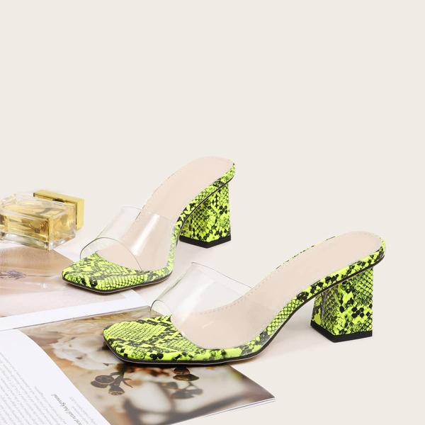 

Clear Snakeskin Print Sandal Mules