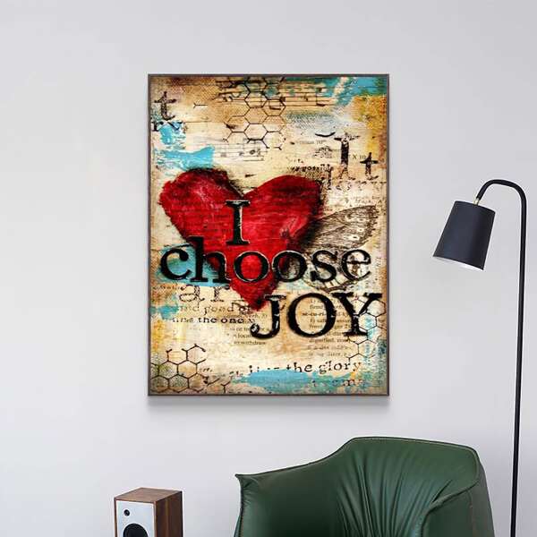 

Heart Print DIY Diamond Unframed Painting, Multicolor