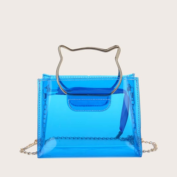 

Girls Clear Chain Satchel Bag, Blue