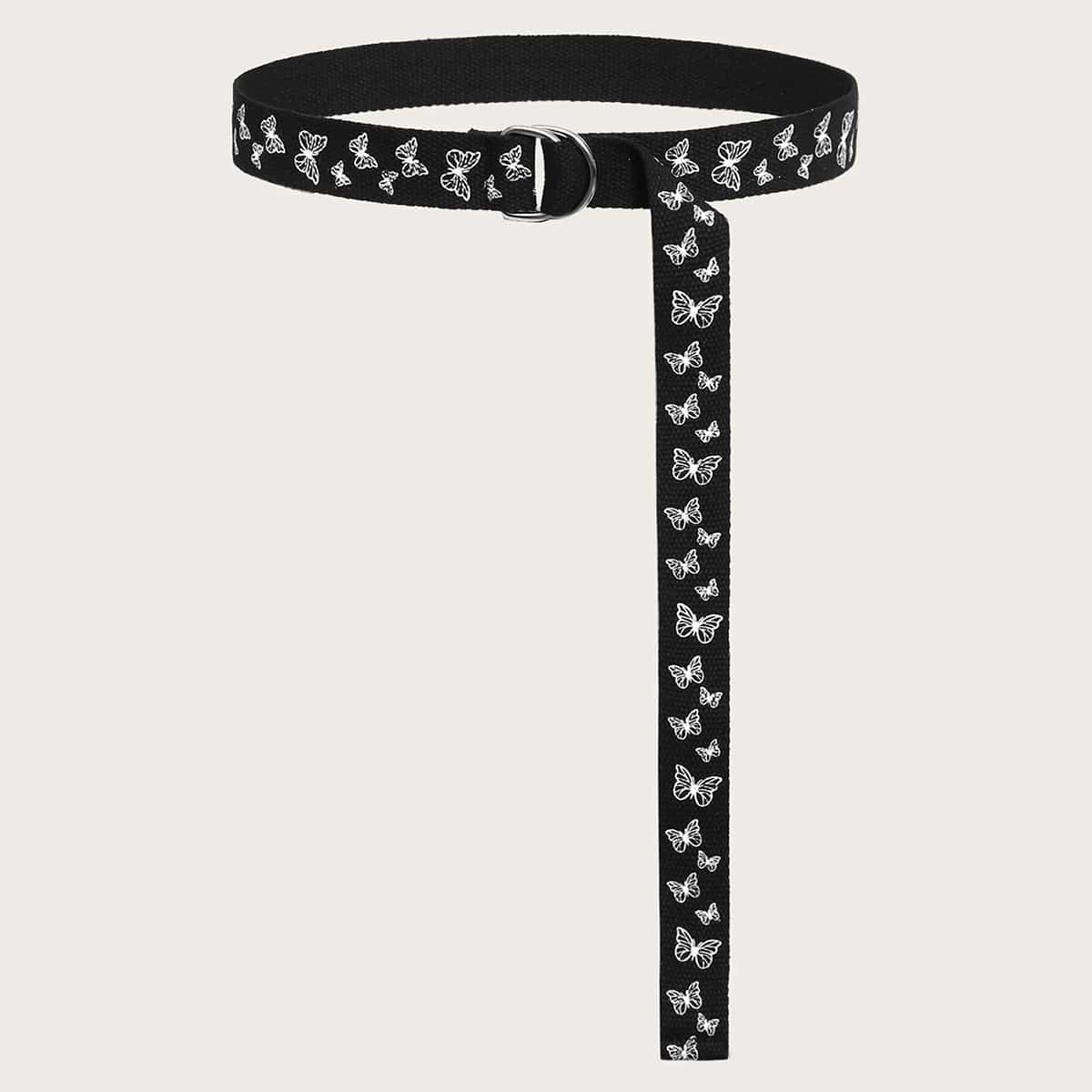 

Butterfly Pattern Tape Belt, Black