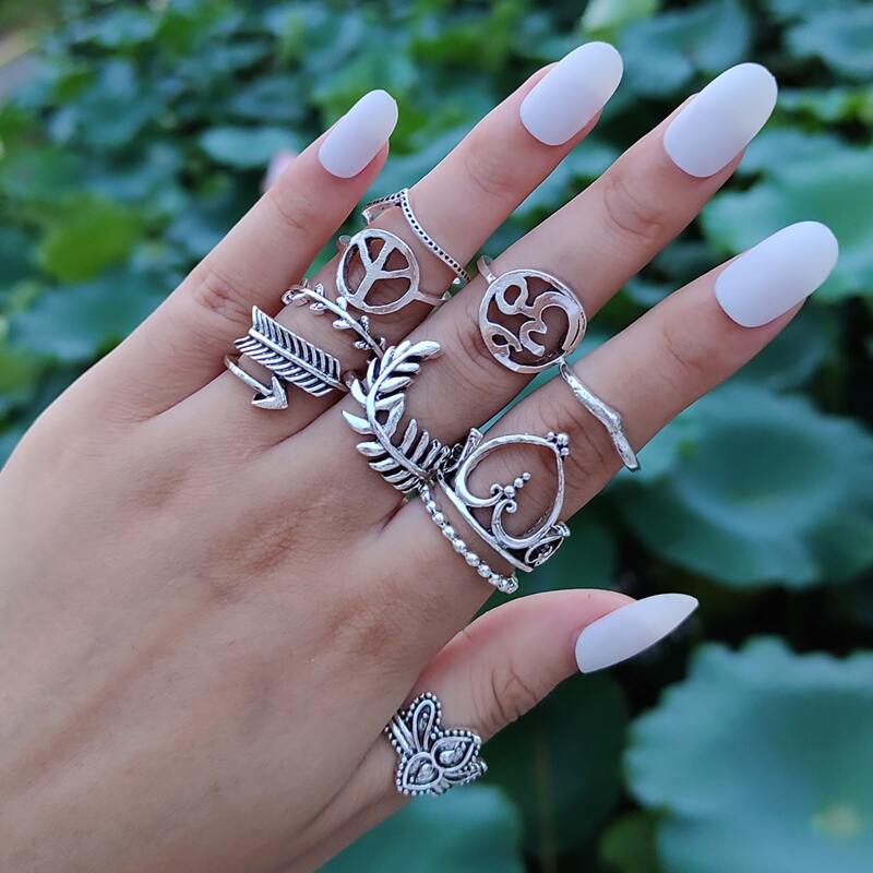 

10pcs Leaf Design Ring, Antique silver