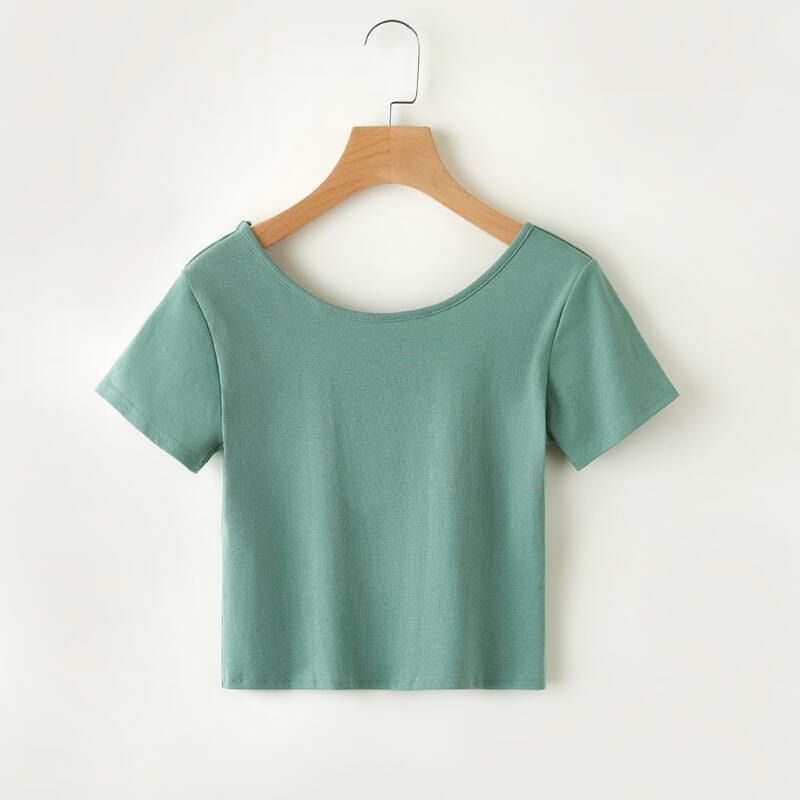 

Solid Tie Back Tee, Mint green
