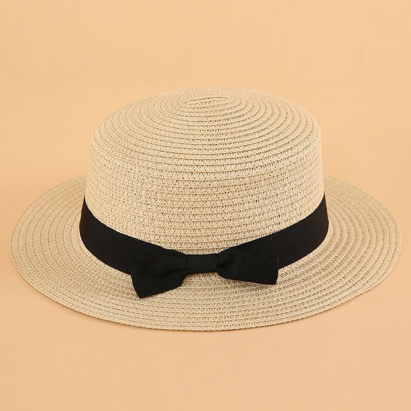 

Bow Decor Straw Hat, Beige
