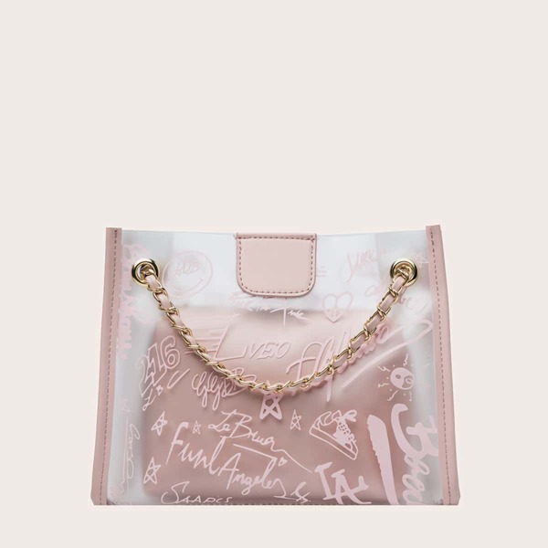 

Clear Tote Bag With Inner Pouch, Pink