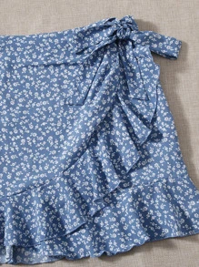 SHEIN Unity 單肩上衣和小碎花圍裹半身裙