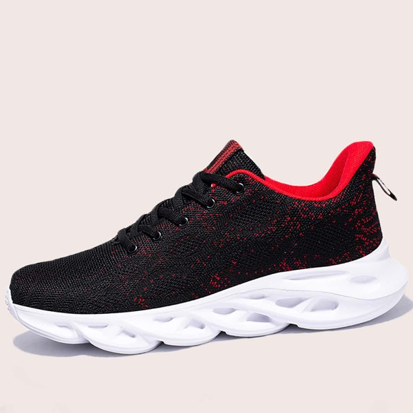 

Men Lace-up Front Knit Running Shoes, Black