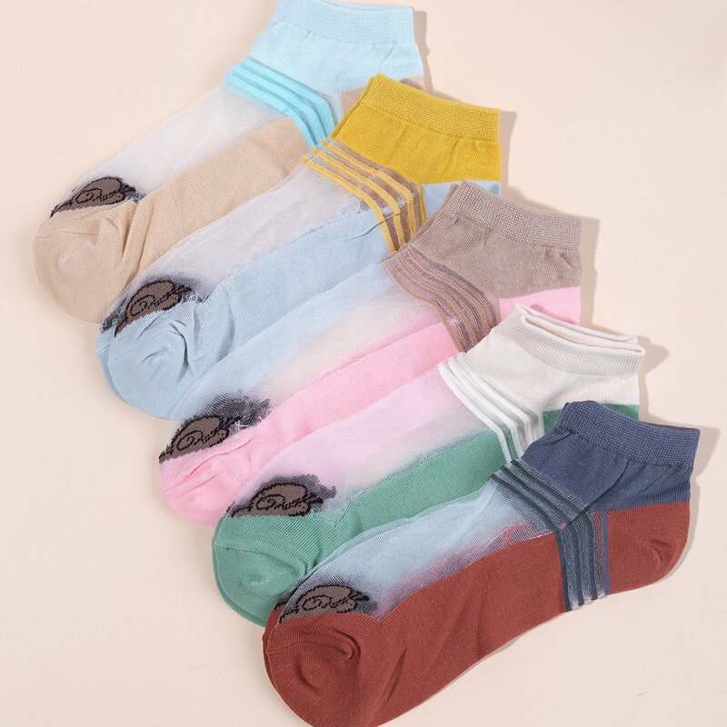

5pairs Color Block Ankle Socks, Multicolor