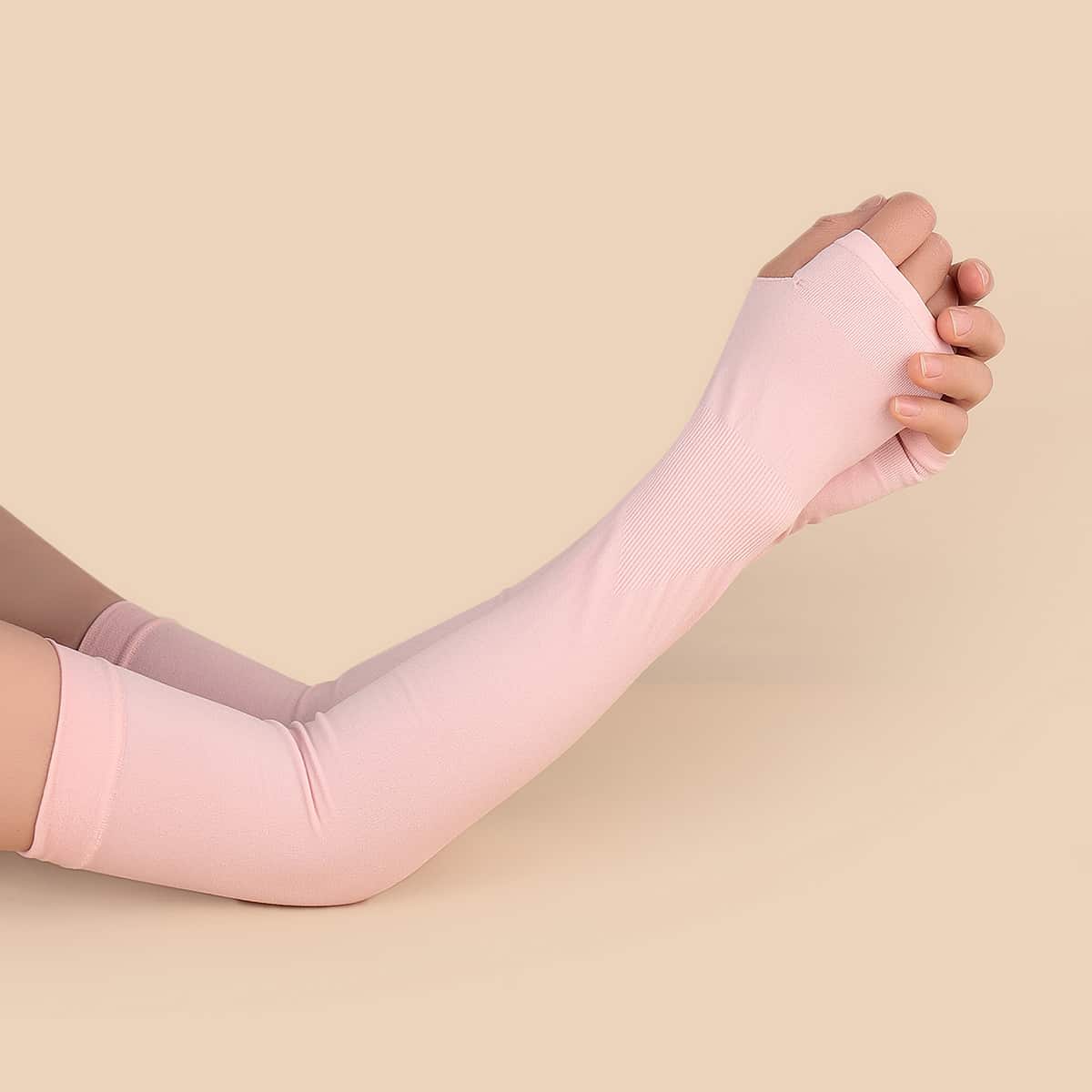 

Solid Long Fingerless Gloves, Pink