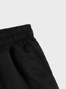 Manfinity Hypemode Men Letter Patched Drawstring Waist Shorts - Black - View 3