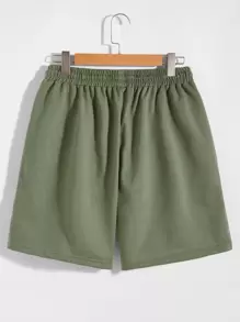 Manfinity Homme Quần Short Nam Túi màu trơn Giải trí - xanh quân đội - Xem 2