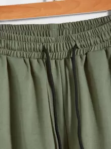 Manfinity Homme Quần Short Nam Túi màu trơn Giải trí - xanh quân đội - Xem 3