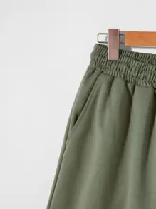 Manfinity Homme Quần Short Nam Túi màu trơn Giải trí - xanh quân đội - Xem 4