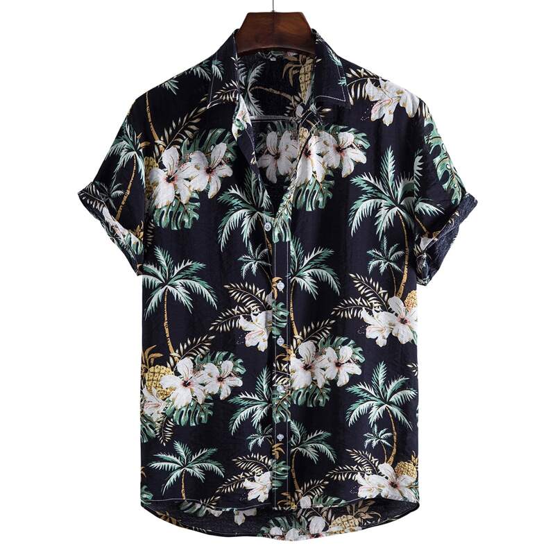 

Guys Tropical Print Button Through Shirt, Multicolor