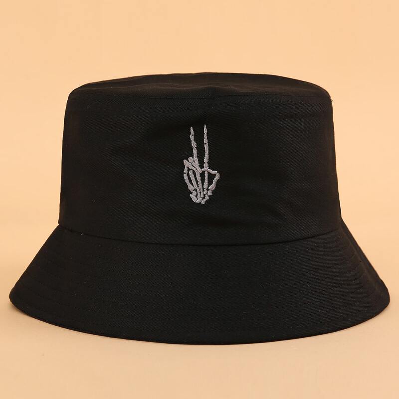 

Gesture Embroidery Bucket Hat, Black