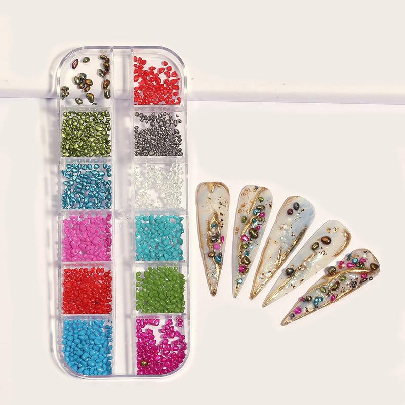 

1box Colorful Stone Nail Art Decoration, Multicolor
