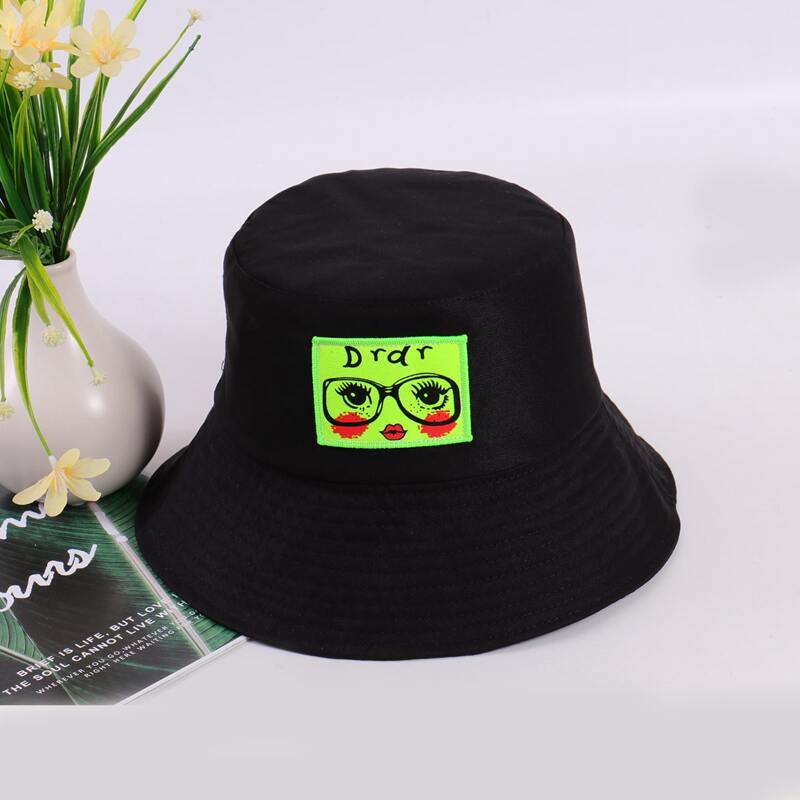 

Cartoon Print Bucket Hat, Black