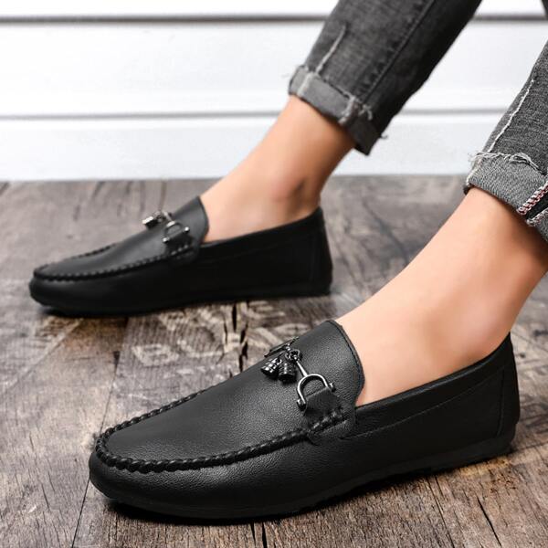 

Men Snaffle Decor Loafers, Black