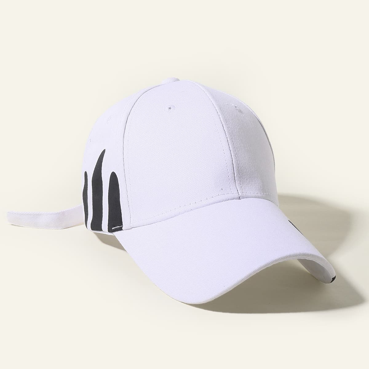 

Simple Striped Baseball Cap, White