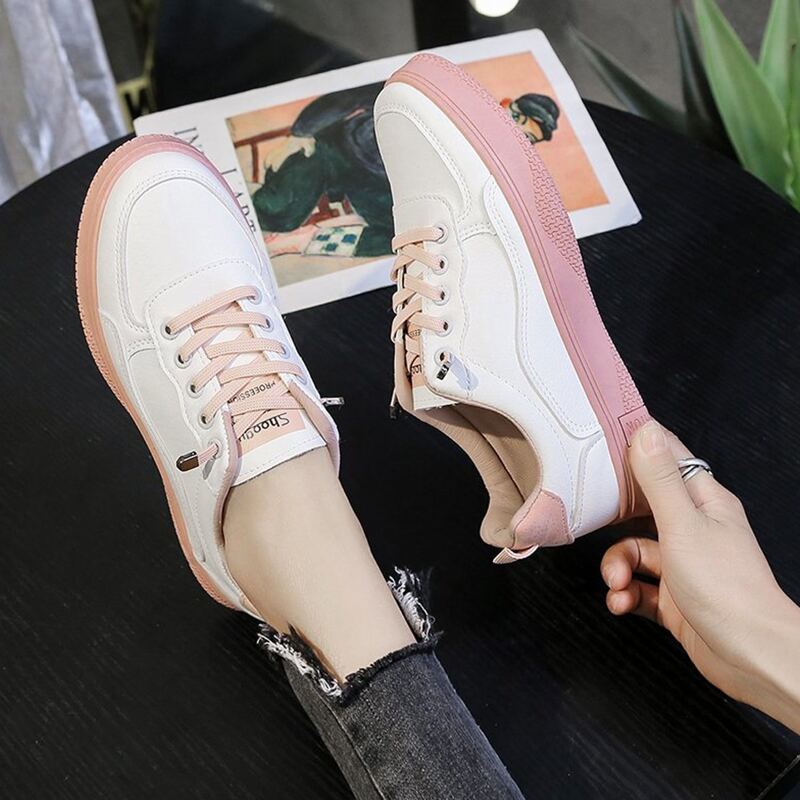 

Colorblock Lace-up Skate Shoes, White
