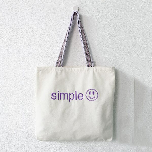 

Letter Embroidered Shopper Bag, White
