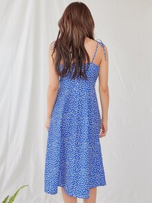 DAZY 小碎花結飾吊帶洋裝