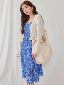 DAZY 小碎花結飾吊帶洋裝