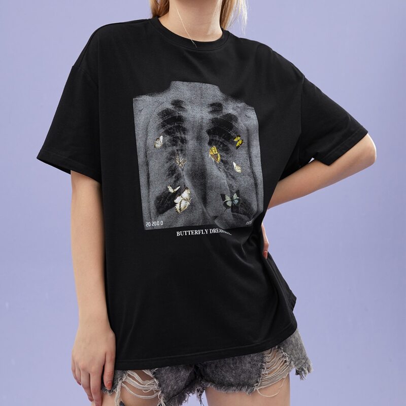 

Letter Butterfly Graphic Tee, Black