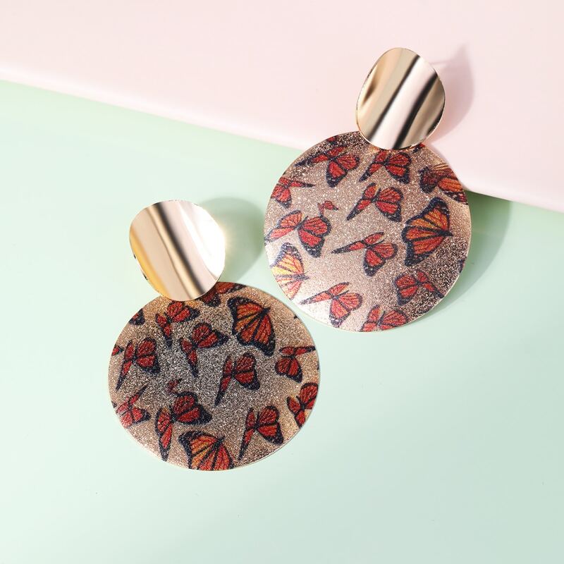 

Butterfly Pattern Drop Earrings, Multicolor