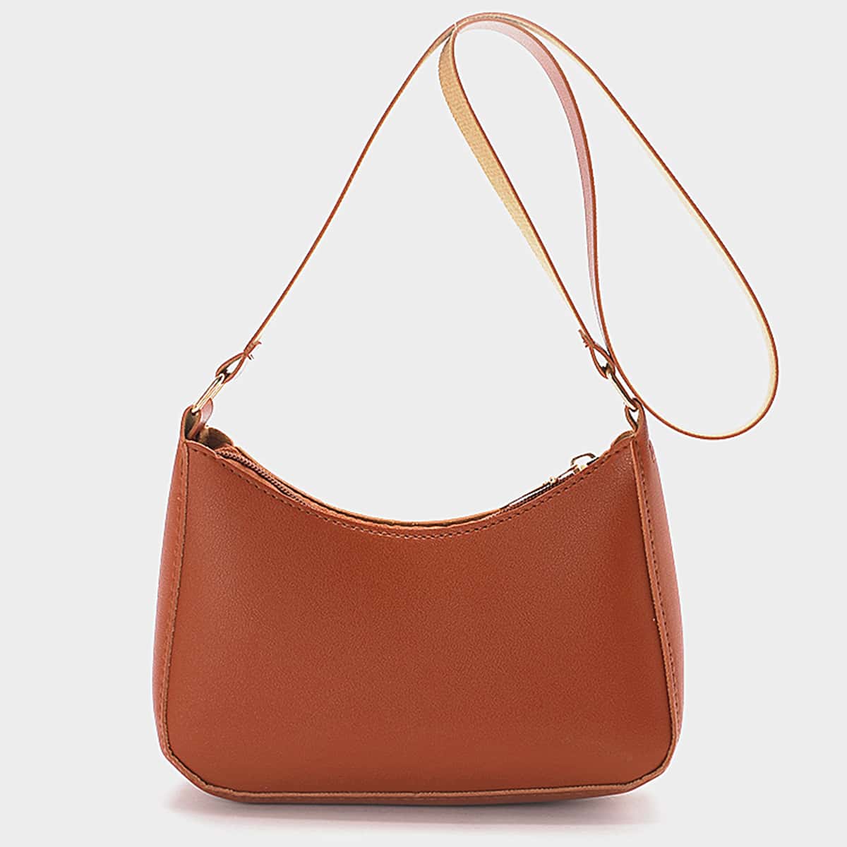 

Solid Zip Crossbody Bag, Brown