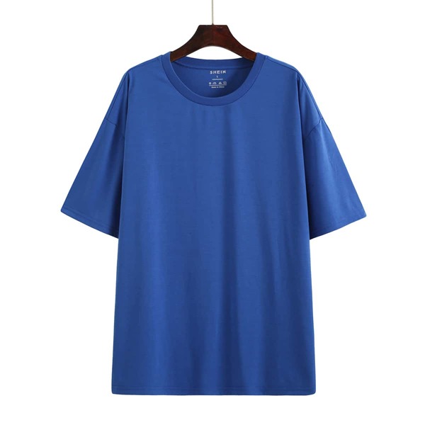 

Solid Drop Shoulder Oversized Tee, Blue