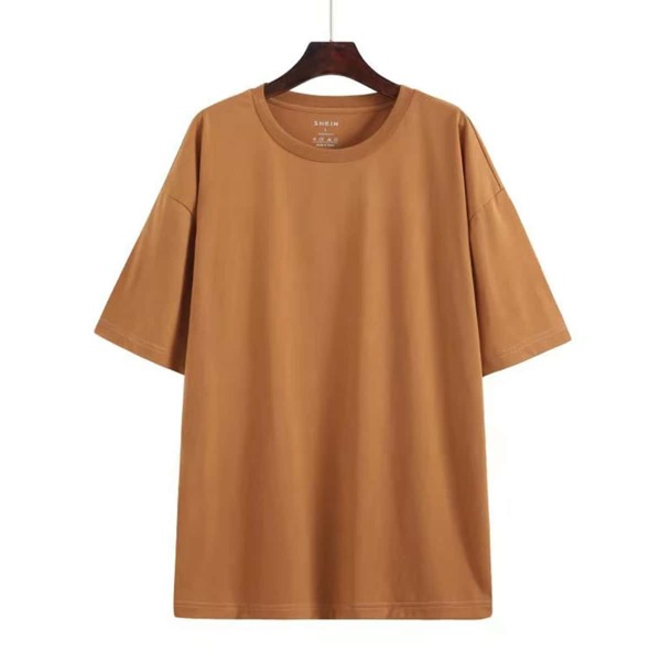 

Solid Drop Shoulder Oversized Tee, Brown