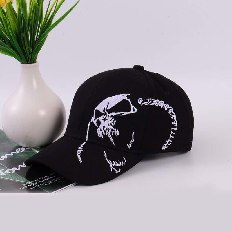 

Guys Skeleton Embroidery Baseball Cap, Black