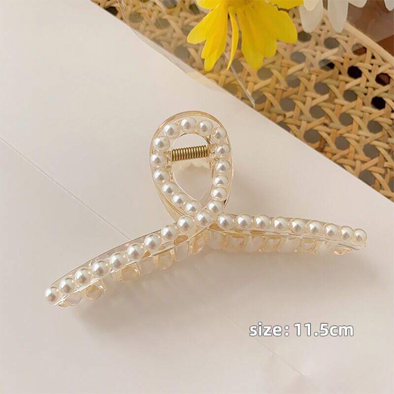

Faux Pearl Hair Claw, White