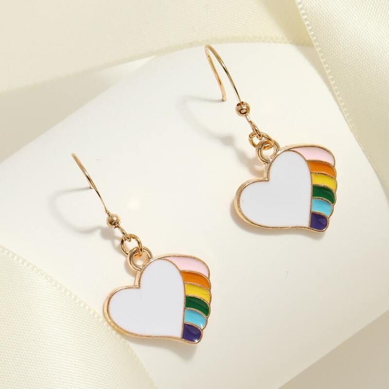 

Heart Drop Earrings, White