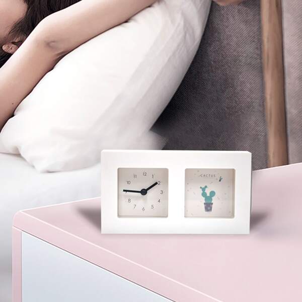 

Cactus Print Alarm Clock, White