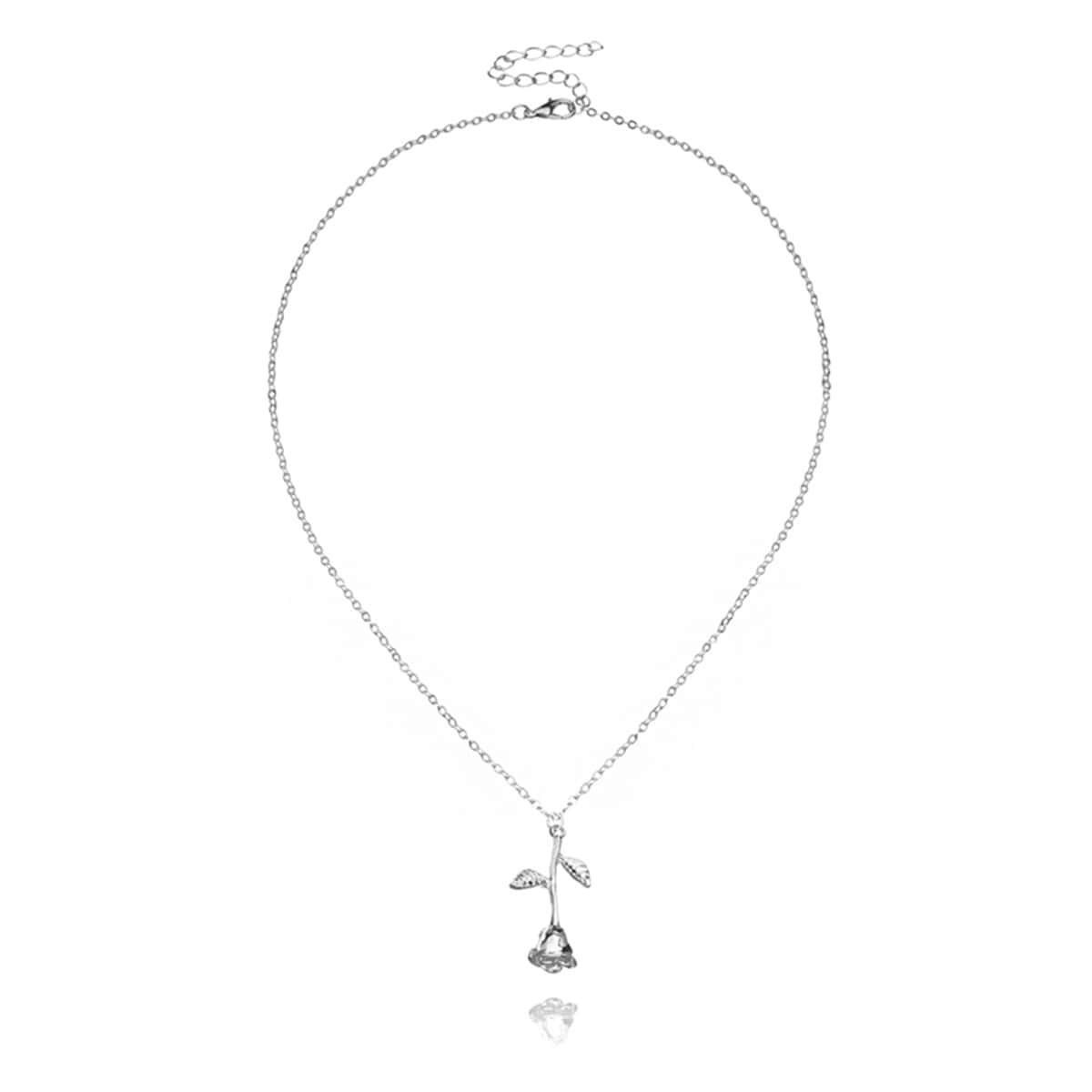 

Flower Pendant Necklace, Silver
