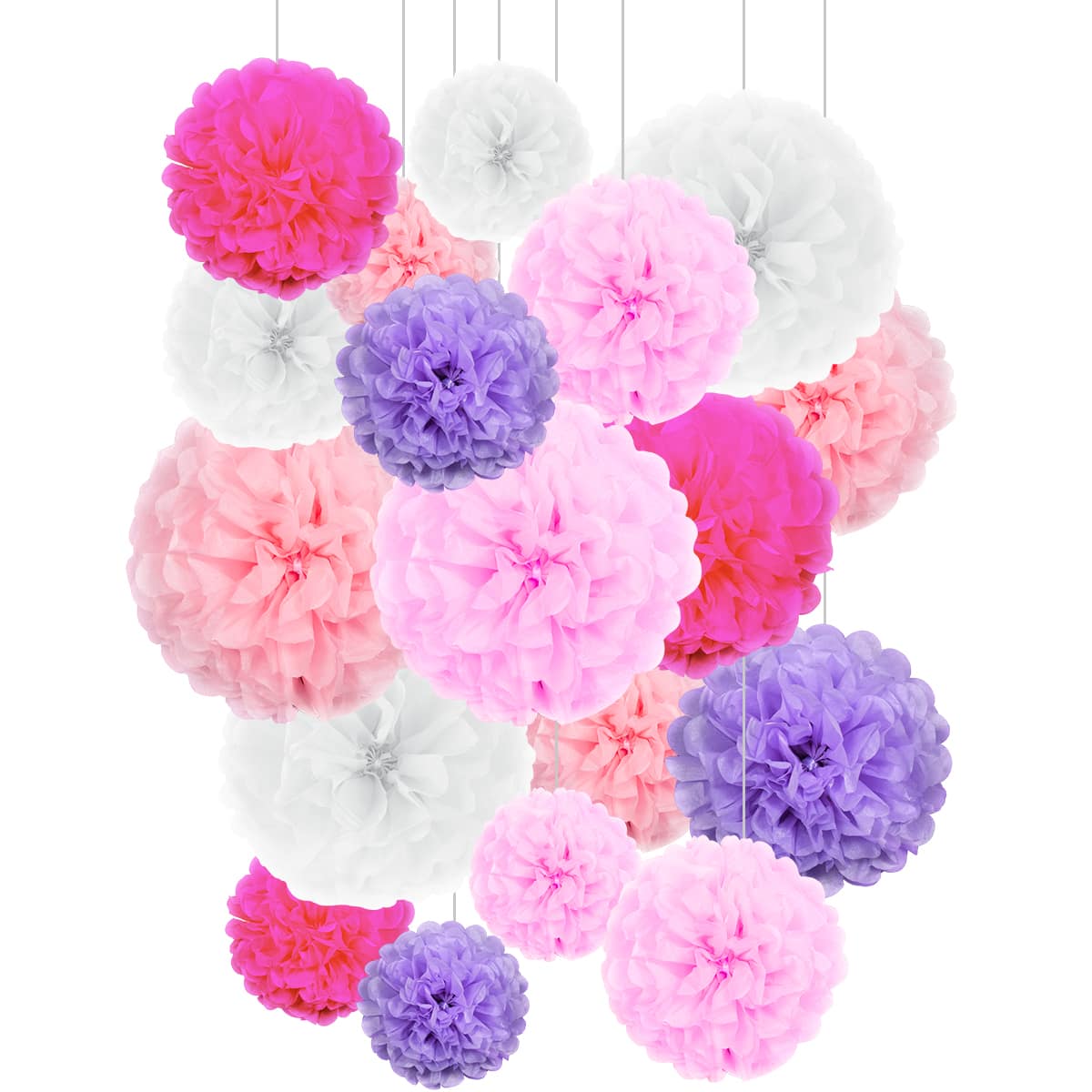 

20pcs Decorative Paper Pull Flower, Multicolor