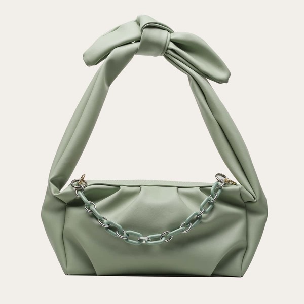 

Knot Decor Ruched Bag, Green