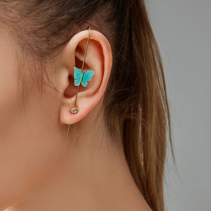 

1pc Butterfly Ear Cuff, Blue
