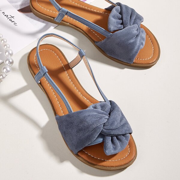 

Knot Decor Slingback Sandals, Blue