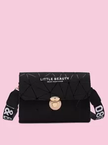 Túi đeo chéo có khóa đẩy hình học - màu đen - Xem 1