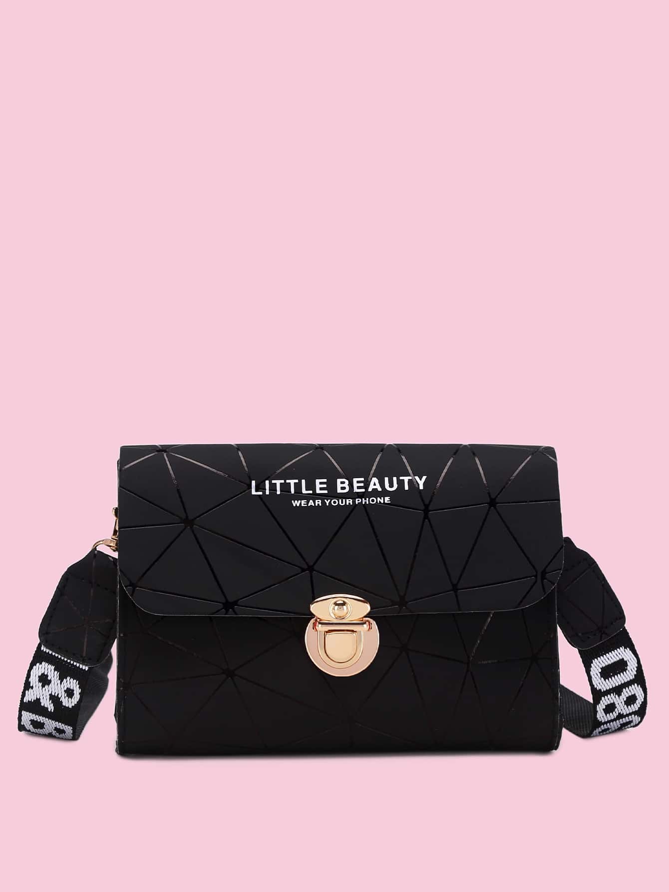 Túi đeo chéo có khóa đẩy hình học - màu đen - Xem 1