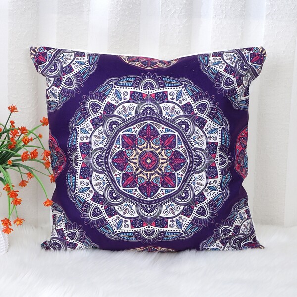 

Mandala Print Cushion Cover Without Filler, Multicolor