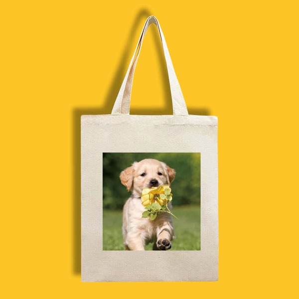

Dog Graphic Shopper Bag, Beige