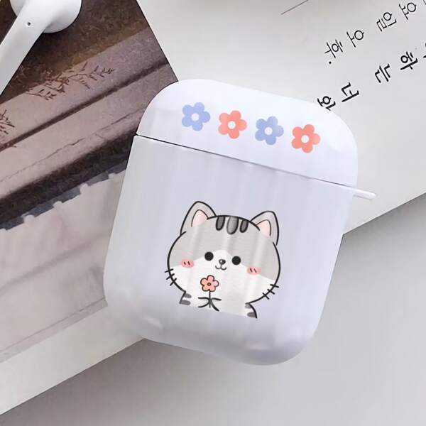 

Чехол с мультипликационным котом для Airpods, Белый