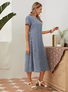 EMERY ROSE 高腰格紋連衣裙 - 彩色 - 查看 4